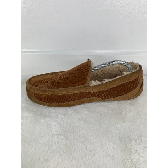 UGG Ascot Corduroy II Chestnut Suede Moccasin Slippers Men’s Size 10 - Picture 8 of 12